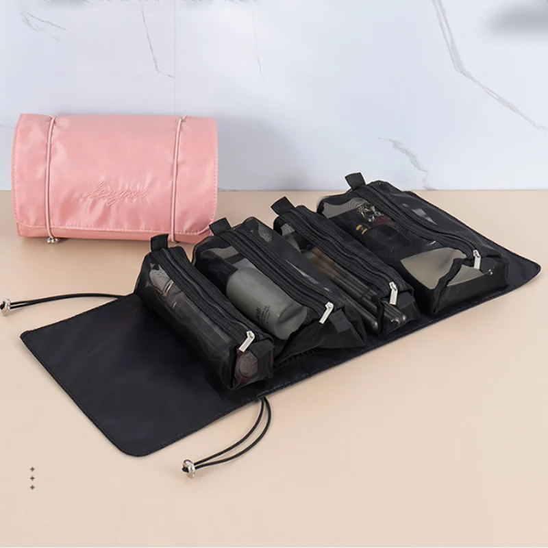

4-in-1 Makeup Bag Detachable Foldable Cosmetic Pouch Multifunctional Toiletry Bag Portable Hanging Travel Storage Bag