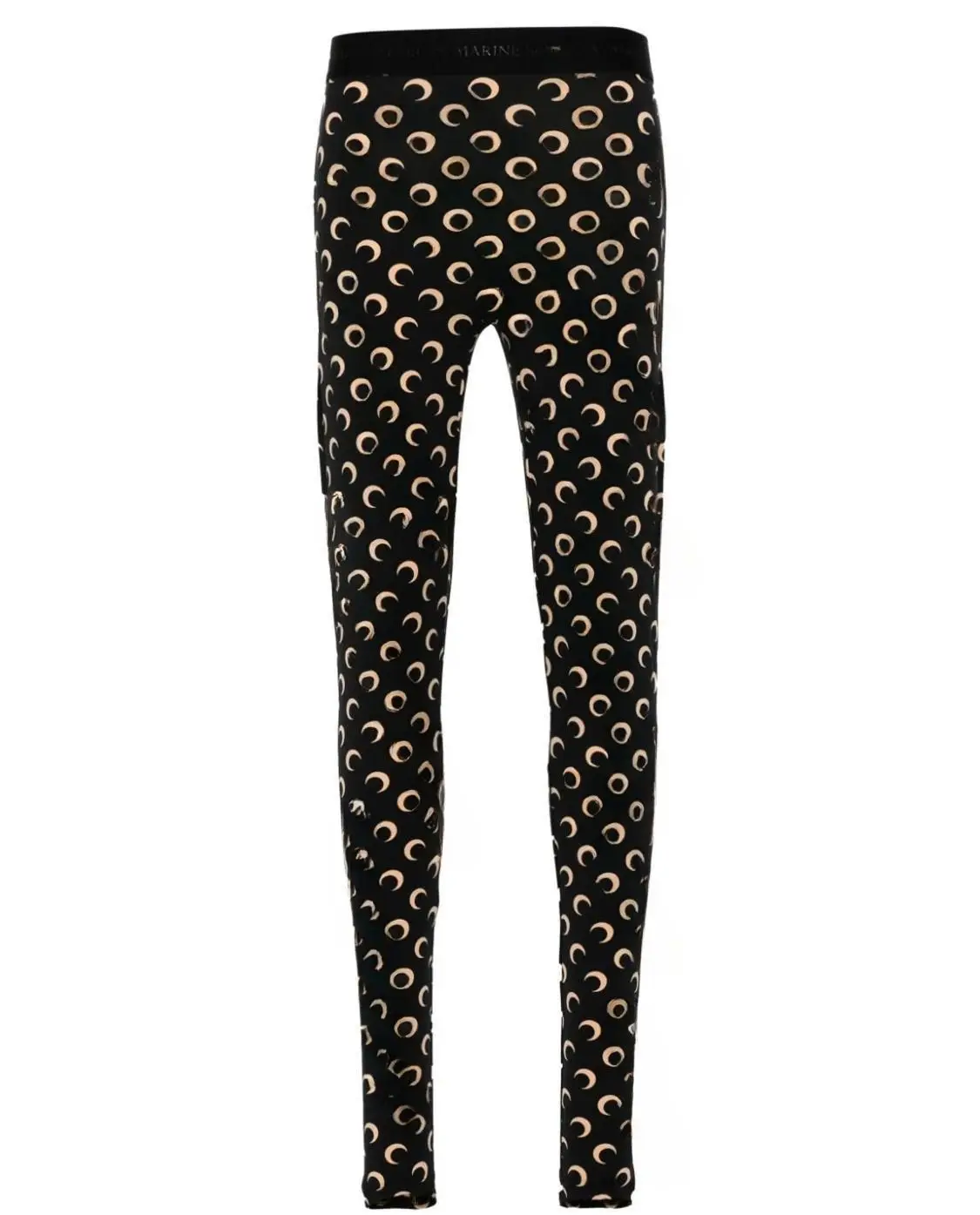 Tummy Control Leggings High Waisted Women Solid Color Stretchy Moon Print Ice Silk Retro Versatile Pants
