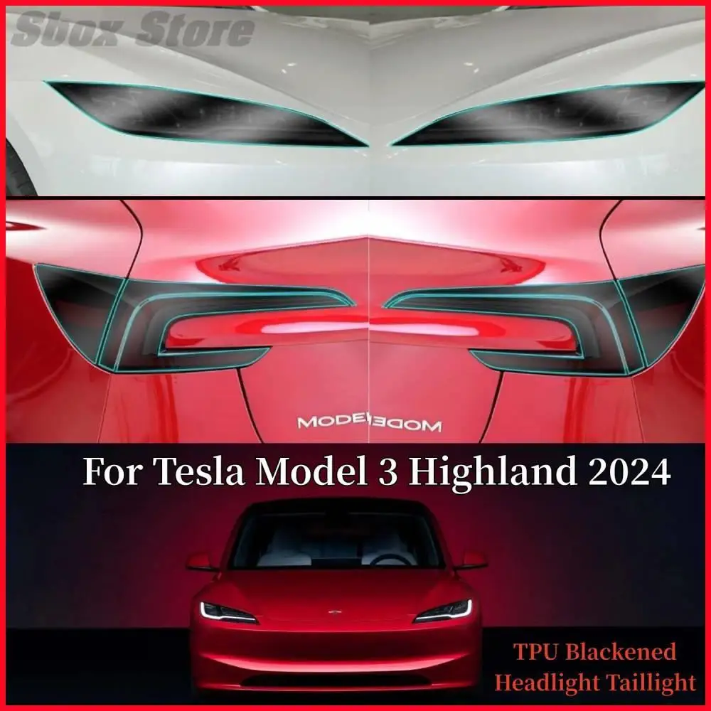 

For 2024 New Tesla Model 3 Highland TPU Blackened Headlight Taillight Protective Film Headlight Tail Lamp Color Changing Films