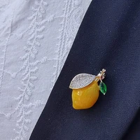 Enamel Yellow Lemon Brooches For Women Wedding Party Orange Causal Brooch Pins Gifts 6