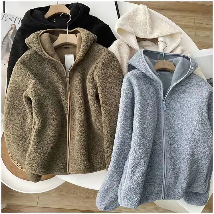 

2023 Fashion Autumn and Winter Shorts Hooded Women's Warm Solid versatile Versatile Jackets casual classic comfortable