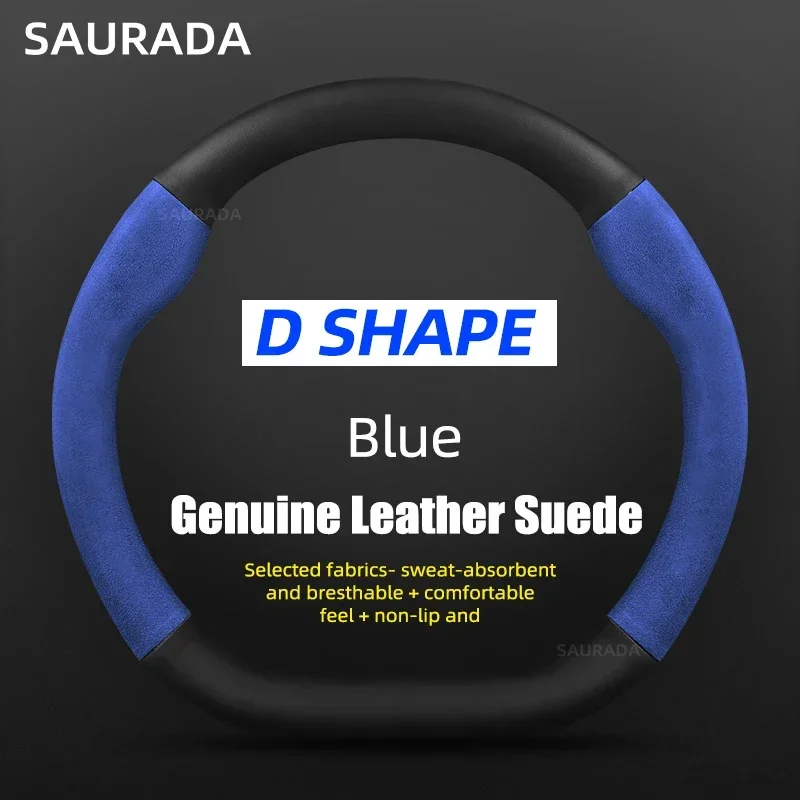 Premium Car Leather Steering Wheel Cover – 15-Inch, Non-Slip Design