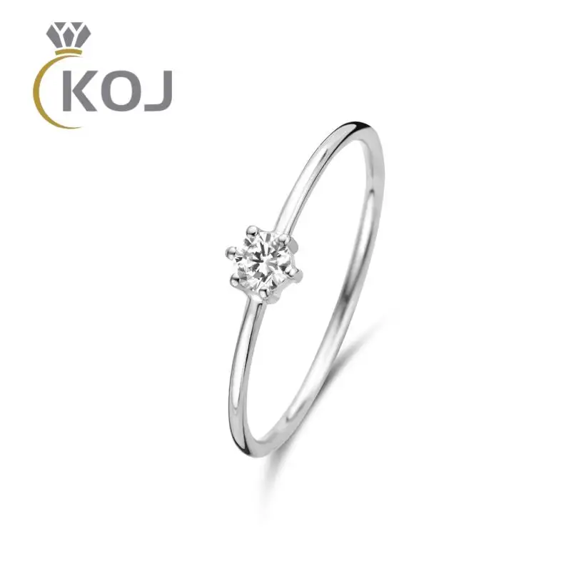 

KOJ 925 Sterling Silver Wedding Ring For Women Girls Simple Ins Wind 6 Claws Bling Zircon Size 7 Rings Engagement Jewelry