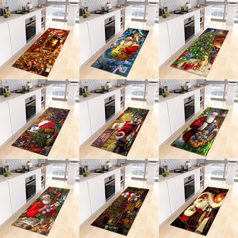 

Christmas kitchen mats home entrance door living room children's bedroom corridor bathroom decoration non-slip floor