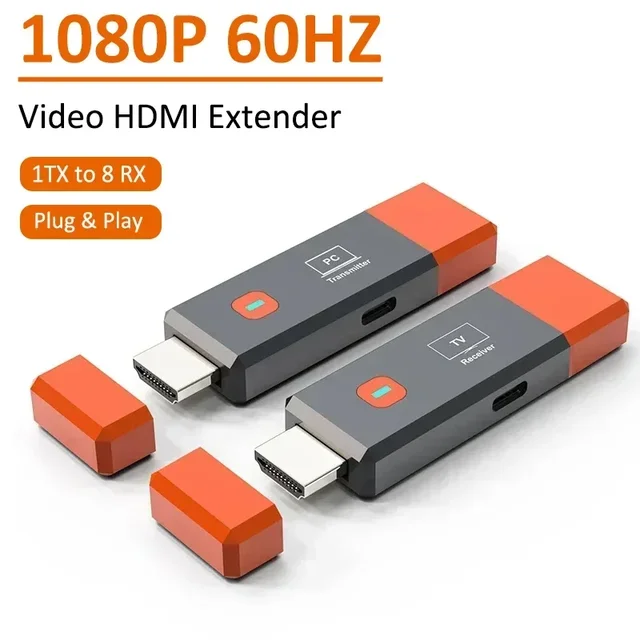 1080P 50M Wireless HDMI Video Receiver Transmitter Extender Adapter TV Stick Dongle for Camera Laptop PC to TV Monitor Projector 1