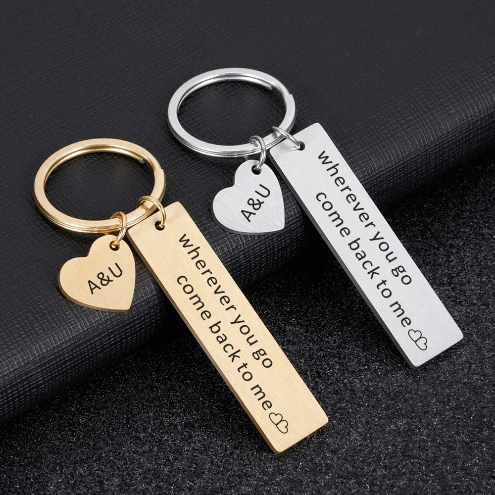 

Personalized Couple Keychain Custom Name Initial Long Distance Relationship Keyring for Her Him Valentine's Day Anniversary Gift