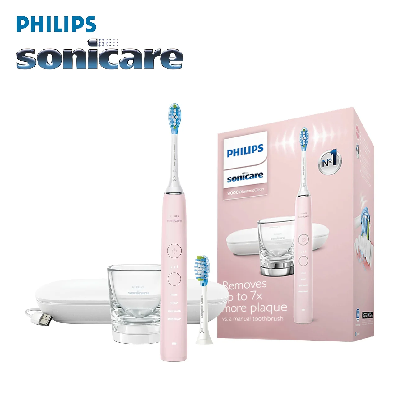 Philips Sonicare Diamondclean Hx9912 Spazzolino Elettrico Ricaricabile Philips Testine Di Ricambio C3 + W Adulto Rosa
