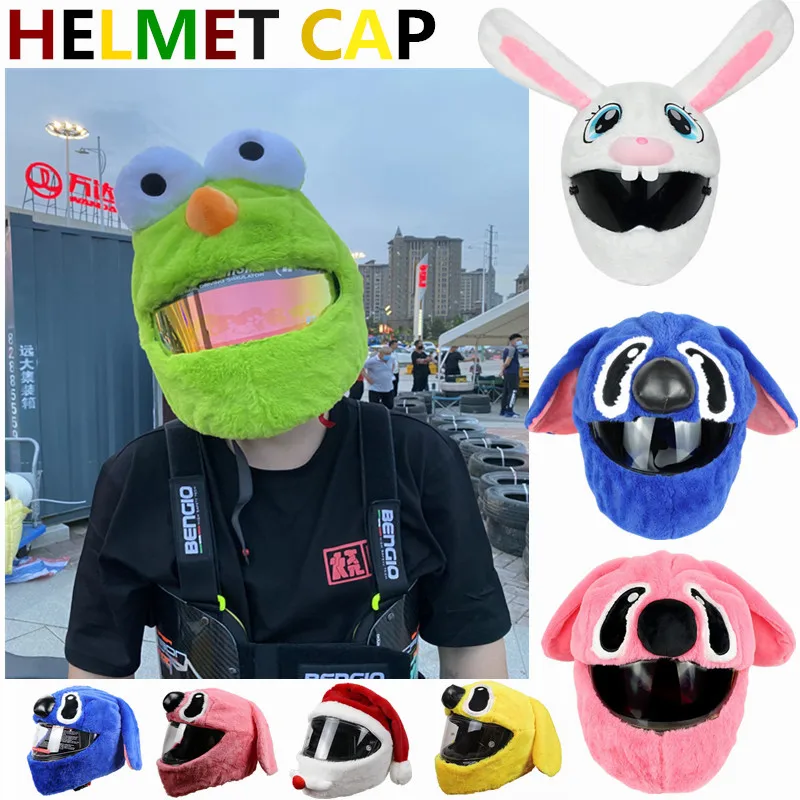 

Fashion Cartoon Helmet Cover Motorcycle Funny Cartoon Decorated Cat Ears Santa Claus venom Panda Hat Cover For Motorcycle