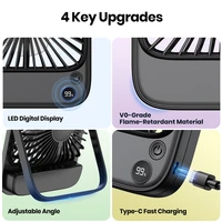 TOPK Ultra mince Mini ventilateur Portable 5000mAh USB Rechargeable ventilateur de bureau électrique affichage LED ventilateur de Table de refroidissement personnel Camping 5