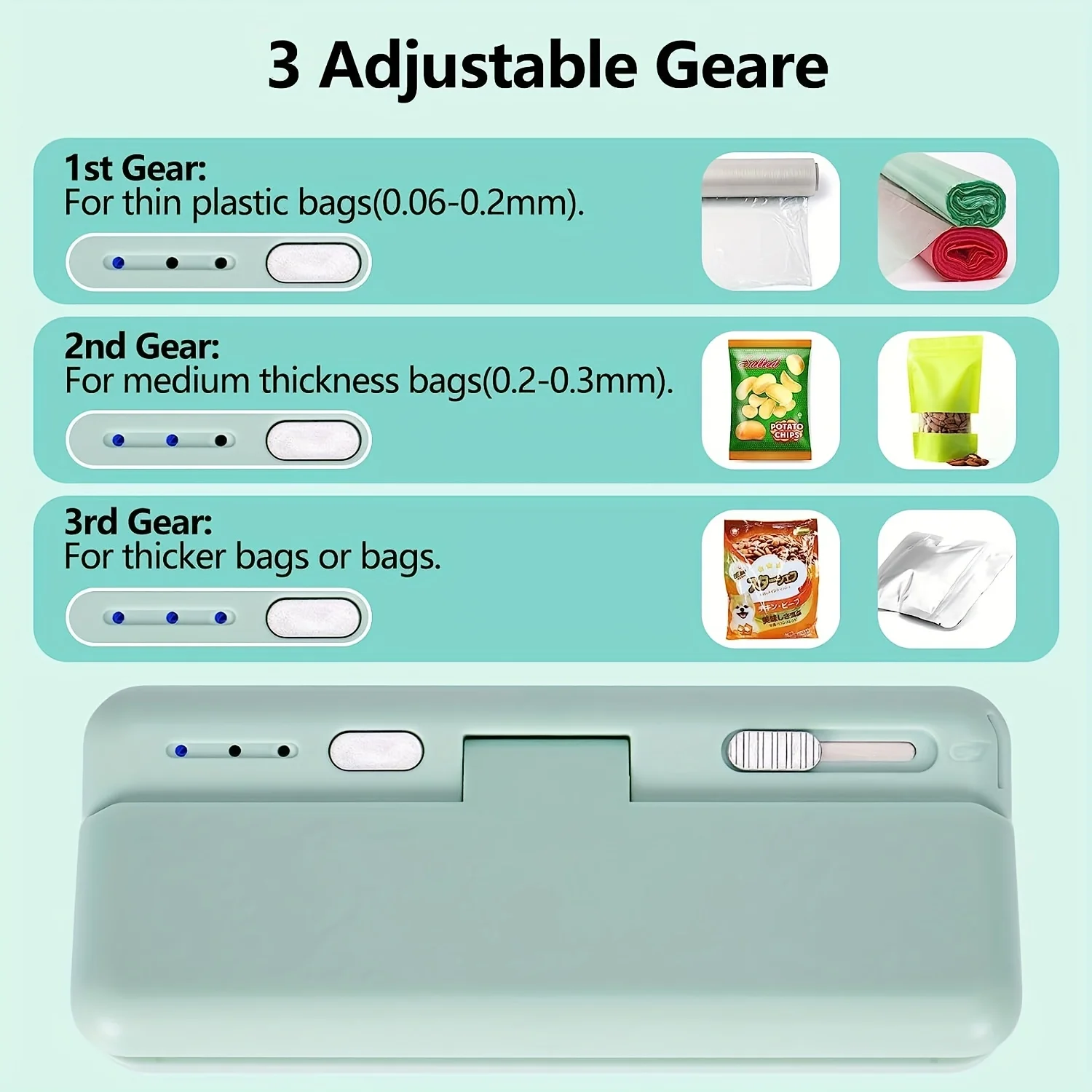 Portable Mini Chip Bag Sealer - Handheld Food Vacuum Sealer for Plastic Bags with Resealer and Opener - Kitchen Gadget 5