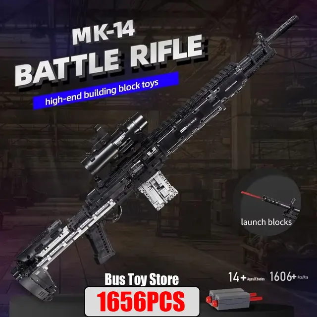 MOULD KING 14026 Ww2 Military Gun MK14 Battle Rifle Simulation Gun Model Building Blocks Weapon Bricks Toys Set for Kids Gifts 5