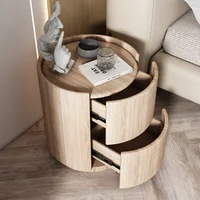 Home Living Room Sofa Side Cabinet, Creative Round Solid Wood Bedside Table, New Simple Modern Small Bedroom Storage Cabinet 4