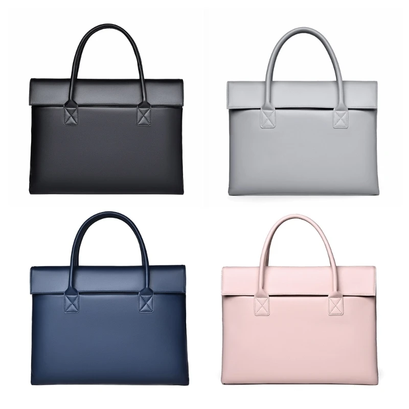 PU Leather Laptop Bag with Handles and Buckle Storage Organize