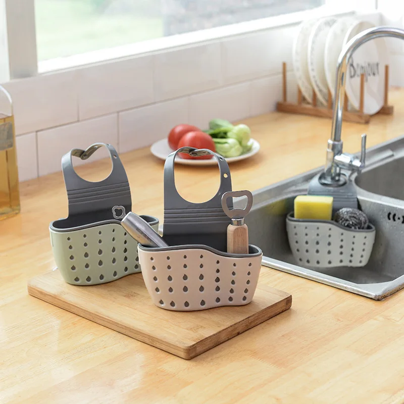 Kitchen Storage Rack Double-layer Sink Hanging Bag Kitchen Rack Faucet Sponge Holder Storage Hanging Basket Kitchen Storage Rack Sink Accessories