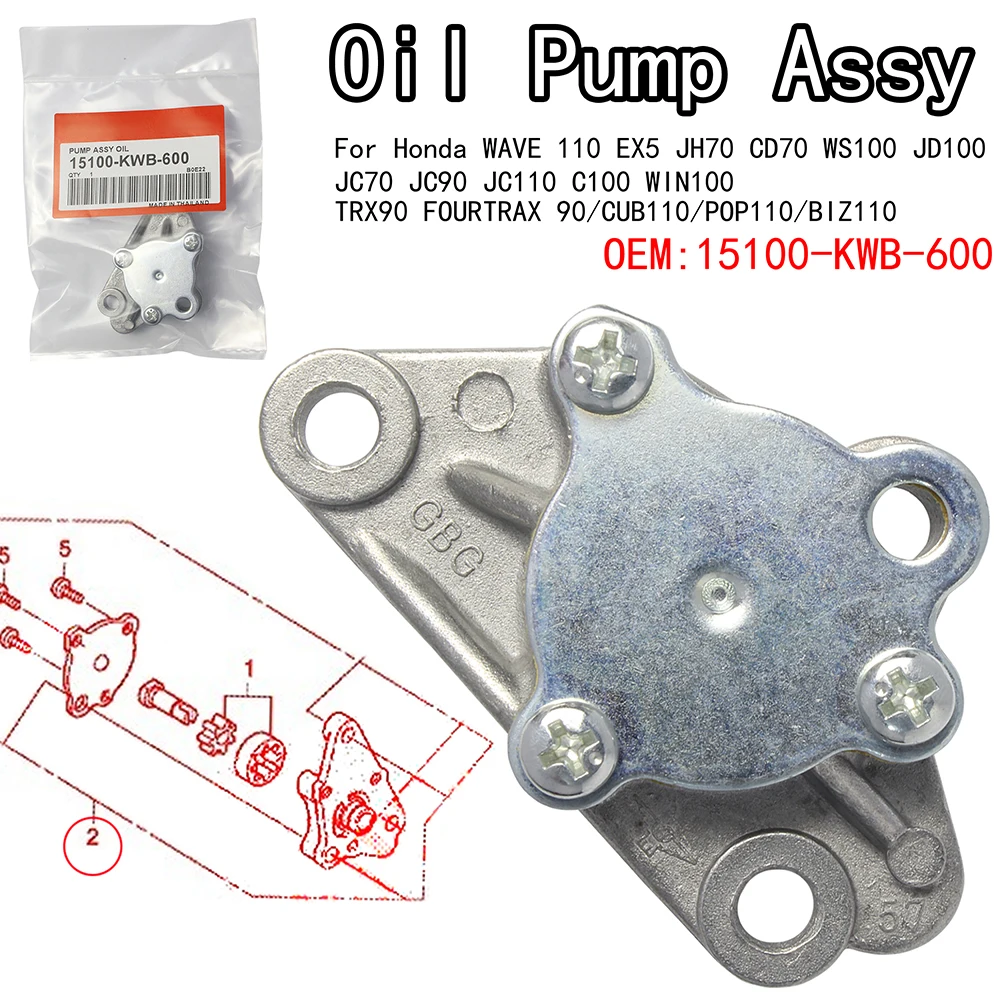 

oil Pump assy For Honda WAVE 110 EX5 WIN100 TRX90 AFS110 15100-KWB-600 Motorcycle Engine Oil Pump Assy