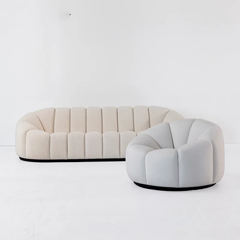 

Creative design lamb wool pumpkin armchair modern living room bedroom fabric children sofa