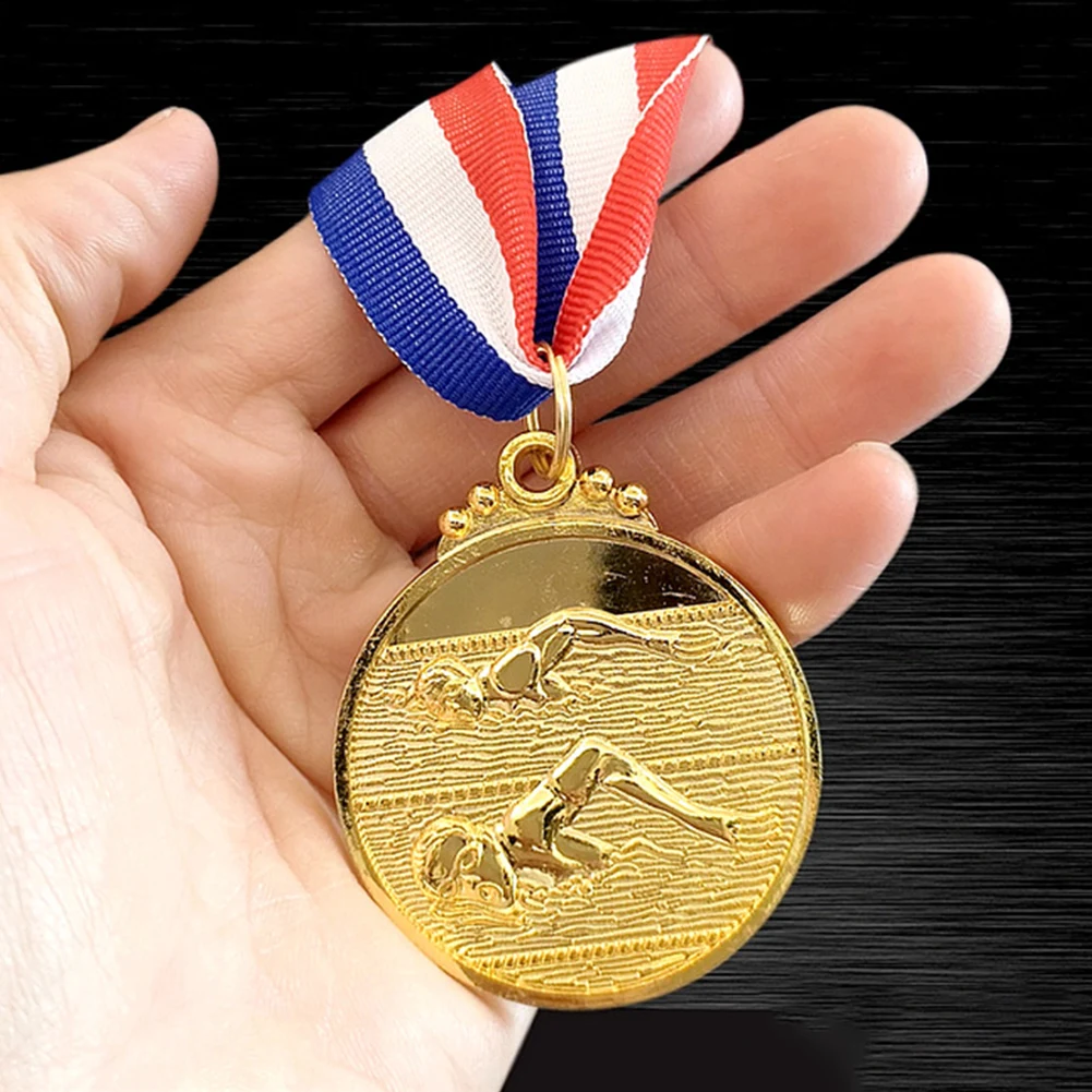 5cm Swimming Medal Award Medals Neck Ribbon Gold/Silver/Bronze 1st/2nd/3rd Place Medals for Sports Competition