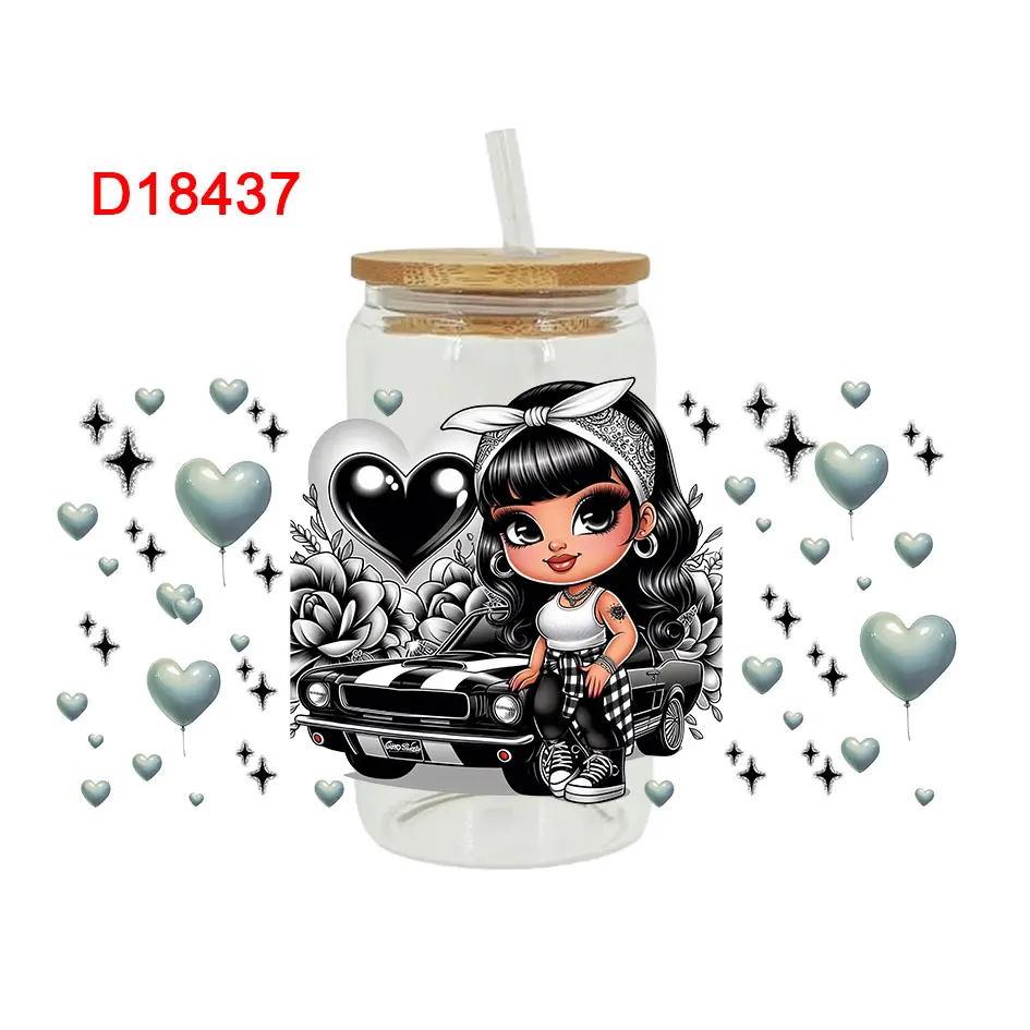 UV DTF Transfer Sticker Little Girl For The 16oz Libbey Glasses Wraps Bottles Cup Can DIY Waterproof Decals D18431 dtf transfer sticker
