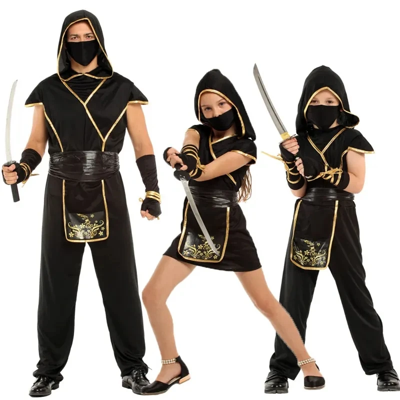 Adult Japan Samurai Black Gold Ninja Costume Cosplay for Men