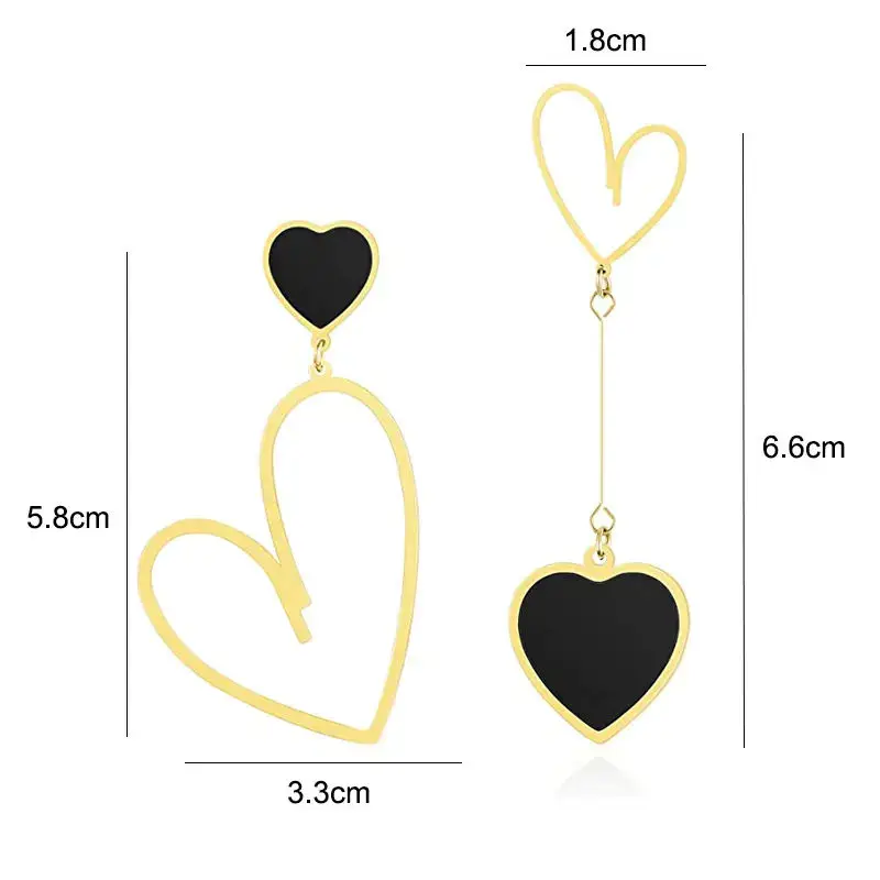 Asymmetrische Herz Ohrringe – Rot & Gold, Aus Legierung, Für Valentinstag & Jubiläen, Geschenk Für Frauen & Mädchen