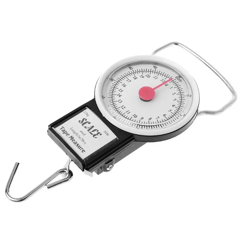 22kg/50lb Portable Hanging Fishing Scales Fish Hook Weighing Kitchen With Measuring Tape