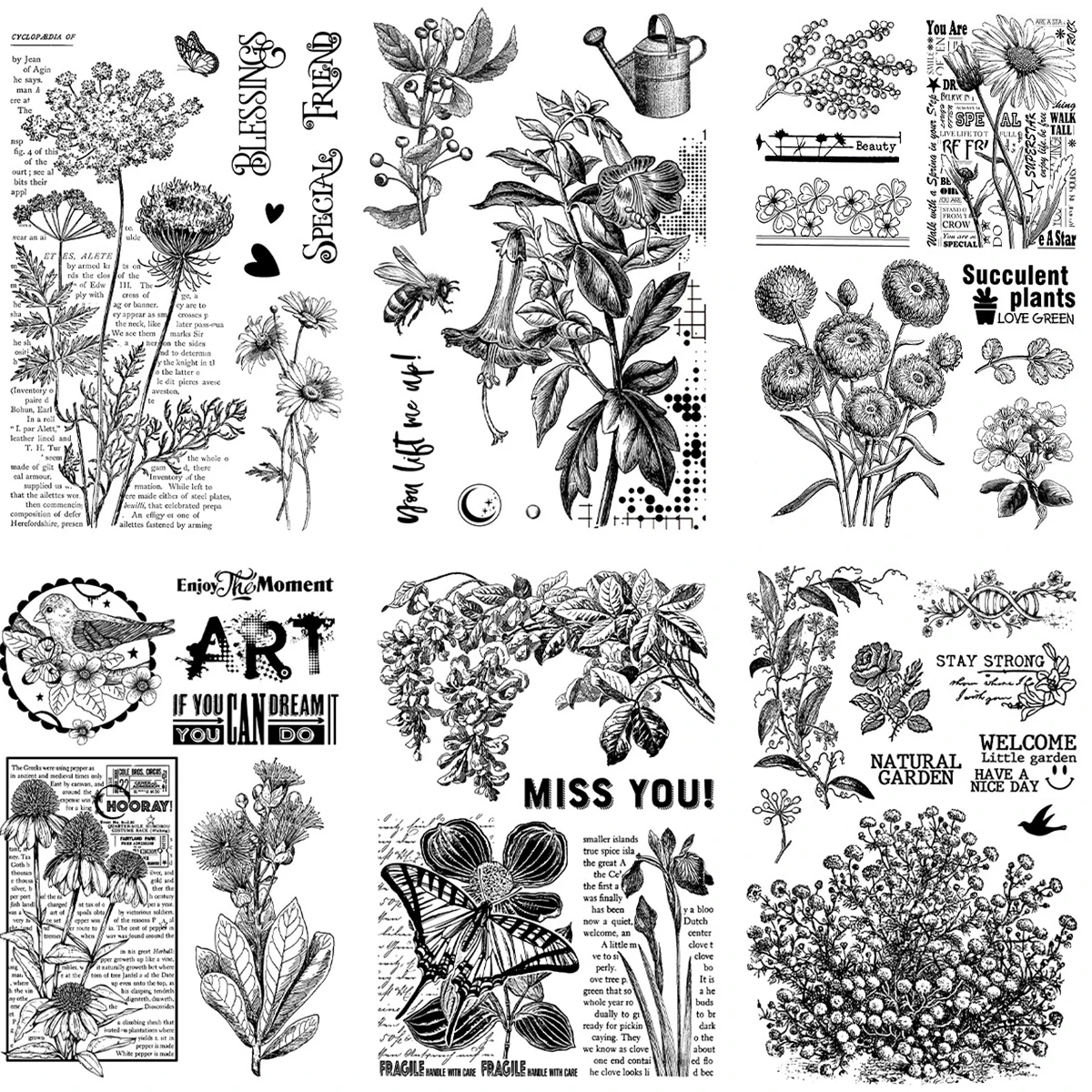 Vintage Iris Sophora japonica Butterfly Stamp Clear Silicone Stamps Diy Material Scrapbooking Pattern Transparent Rubber Stamp