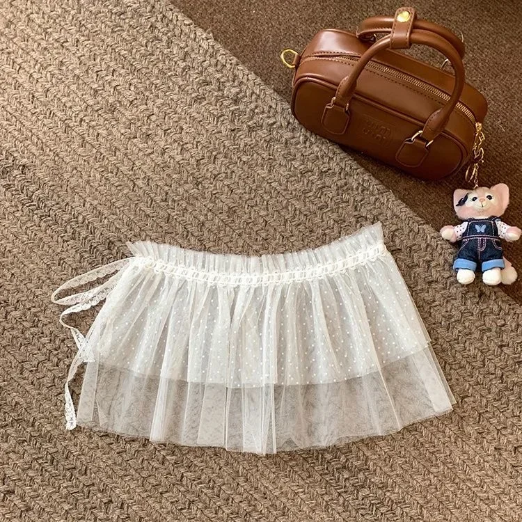 Women Y2K Korean Lace Mini Layered Skirt Streetwear Lace Up Ruffles Harajuku High Waist Pleated A-Line Short Jupe Skirts Clothes 4