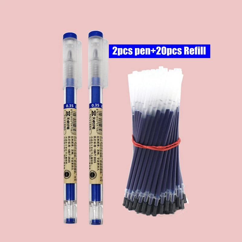 

22Pcs/Lot 0.35mm Ultra Fine Finance Gel Pen Black/Blue/Red Ink Refills Rods Gelpen for School Office Exam Supplies Stationery