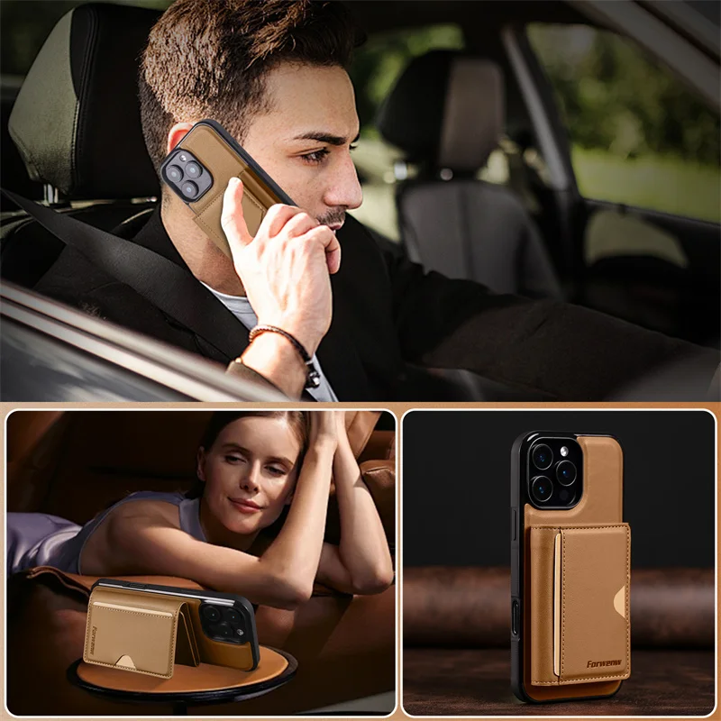 2-in-1 Magnetic Wireless Charging PU Leather Phone Case