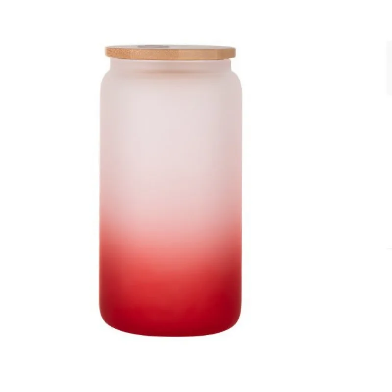 1pcs Gradient Glass Cup with Lid Juice Glass Beer Can Milk Mocha Cup Transparent Bubble Tea High Borosilicate glass water cup double wall glass cup