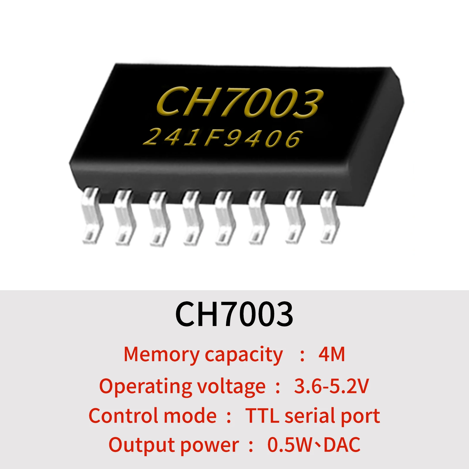 프로그래밍 가능한 UART 직렬 포트가 있는 하이 퀄리티 음성 칩, 지지대 D..