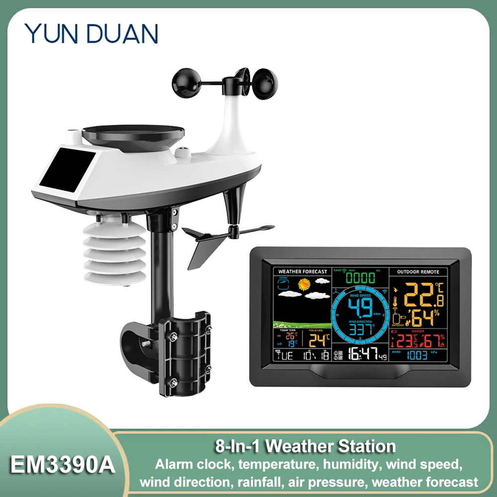 8in1WeatherStationRainGaugewithOutdoorSensorWeatherForecast