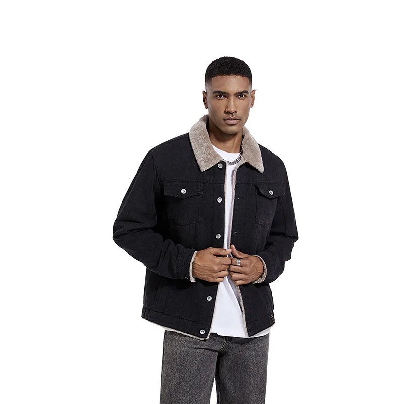

2024 Fall/Winter Jacket Fleece-Lined Casual Foreign Trade Men