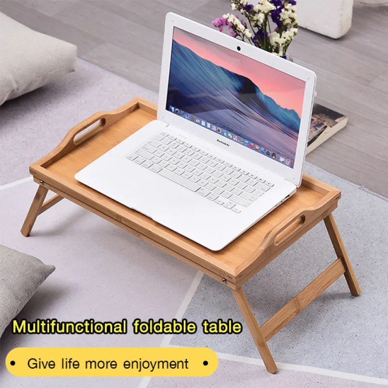 Folding Dining Table With Legs Heathered Bamboo Wooden Study Table Laptop Small Dining Desk
