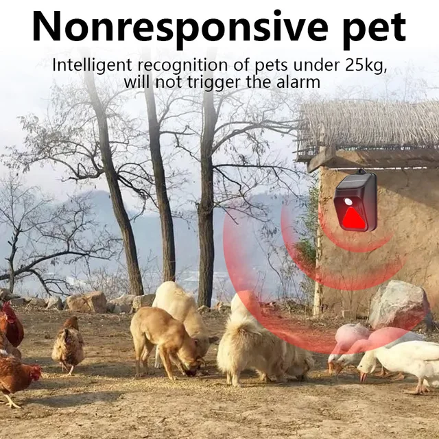 Waterproof Solar Powered Alarm Light Siren Remote Control Motion Sensor Detector Strobe Alarm Pet For Home Yard Outdoor Security 3