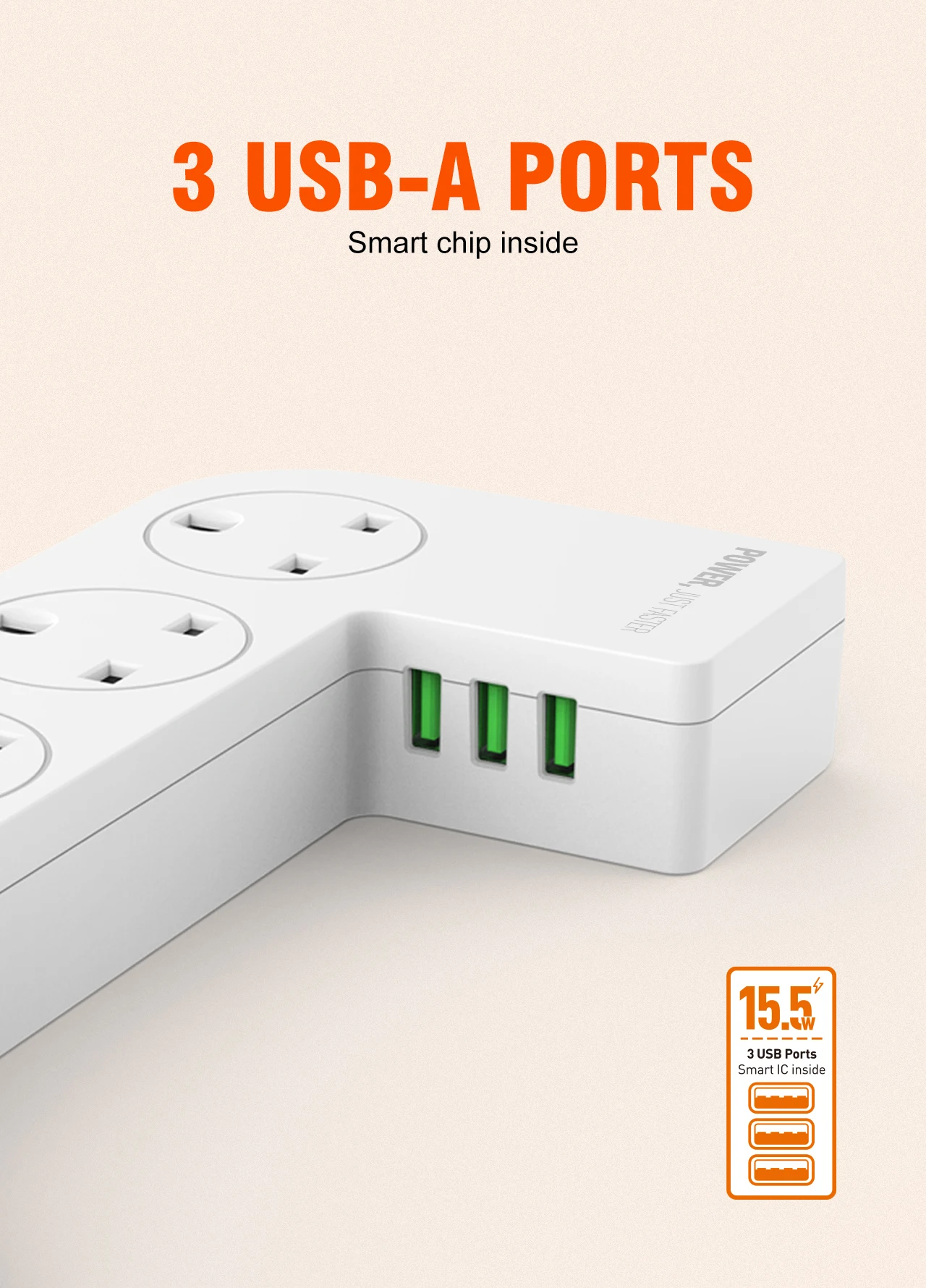̺  ڽ  Ƽ, Redagod  ȣ, ġ , 8 ܼƮ  3 USB Ʈ, 6.6 ft ÷ ÷ E