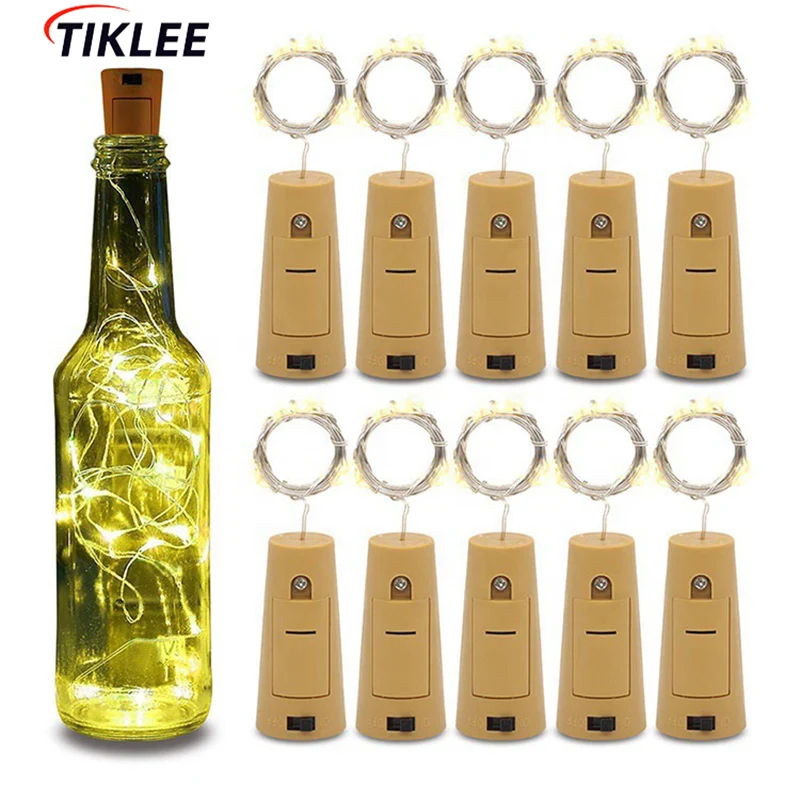 

With Battery 10x Bar LED wine bottle cork string lights holiday decoration garland bottle fairy lights Christmas string lights