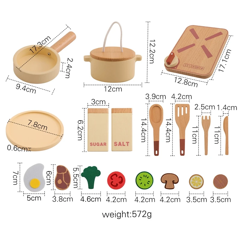 Smartwo Accessoire Cuisine Enfant en Bois Jouet de Casseroles et