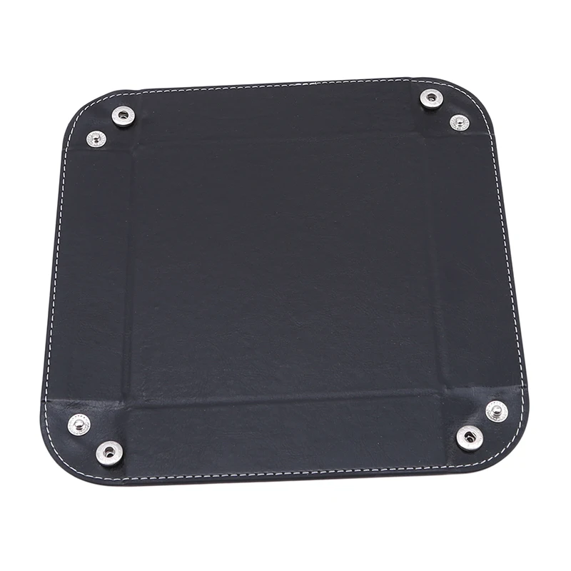 Creative PU Leather Valet Trinket Folding Tray Collapsible for Phone Key Wallet Coin Desktop Storage Sundries Box Bins Accessories storage tray