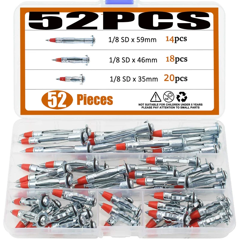 52pcs Steel Hollow Wall Anchor Screw Cavity Plug Dowel for Plasterboard