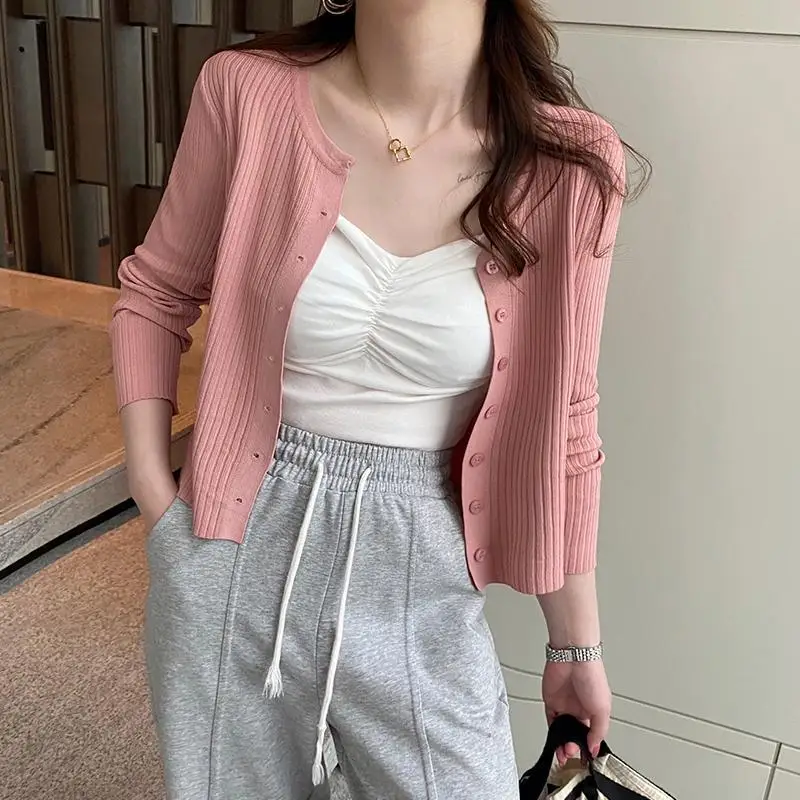 2024 New Summer Elegant Fashion Solid Color Women's Shirt Retro Korean Style Loose Sweet Button Open Stitch Long Sleeve Y2K Tops