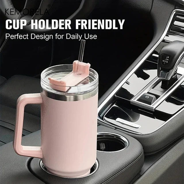 1200ML 304 bouteille d'eau isolée en acier inoxydable café chaud tasse de voiture tasse chaude et froide bouteille Thermos avec poignée paille sport Av 3