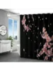 4pcs Modern style printing Shower Curtain Set With 12 Hooks, Anti-Slip Bathroom Mat, U-Shaped Toilet Rug, Bathroom Curtain Set 6