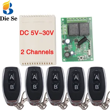 RF 원격 제어 회로 범용 무선 스위치, 433Mhz, DC 5V 12V 24V, 2CH rf 릴레이 수신기 및 차고용 키팝 송신기