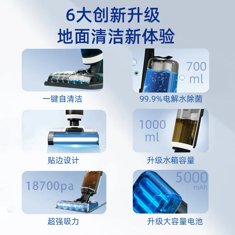 Household wireless handheld dry and wet dual-purpose suction, mop, washing, and humidification integrated vacuum cleaner 3