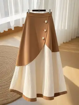 Gonna a trapezio snellente a vita alta elegante per le donne Gonne vintage casual da donna autunno/inverno Moda coreana Primavera Y2k Abbigliamento 1