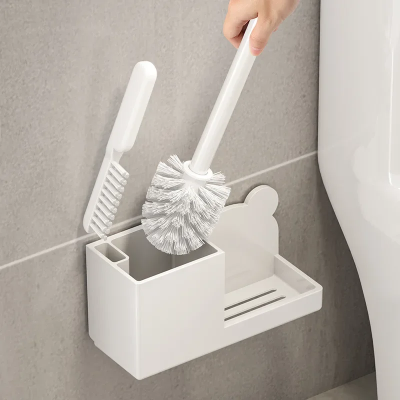 Bathroom Accessories Toilet Brush Set Adjustable Angle Long Handle with Wall Holder 360&deg; Scrubbing & Base for HomeUse