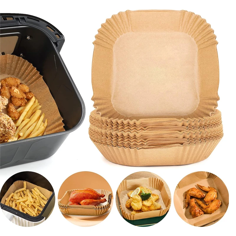 Air Fryer Paper Disposable Air Fryer Liners Air Fryer Liners Air Fryer Accessories Parchment Baking Paper Oven Liner 50/100Pcs厨房一次性空气炸锅纸