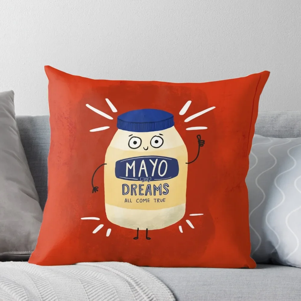 

Mayonnaise Jar - Mayo Dreams Come True Throw Pillow Sofa Cushion Cover Couch Pillows