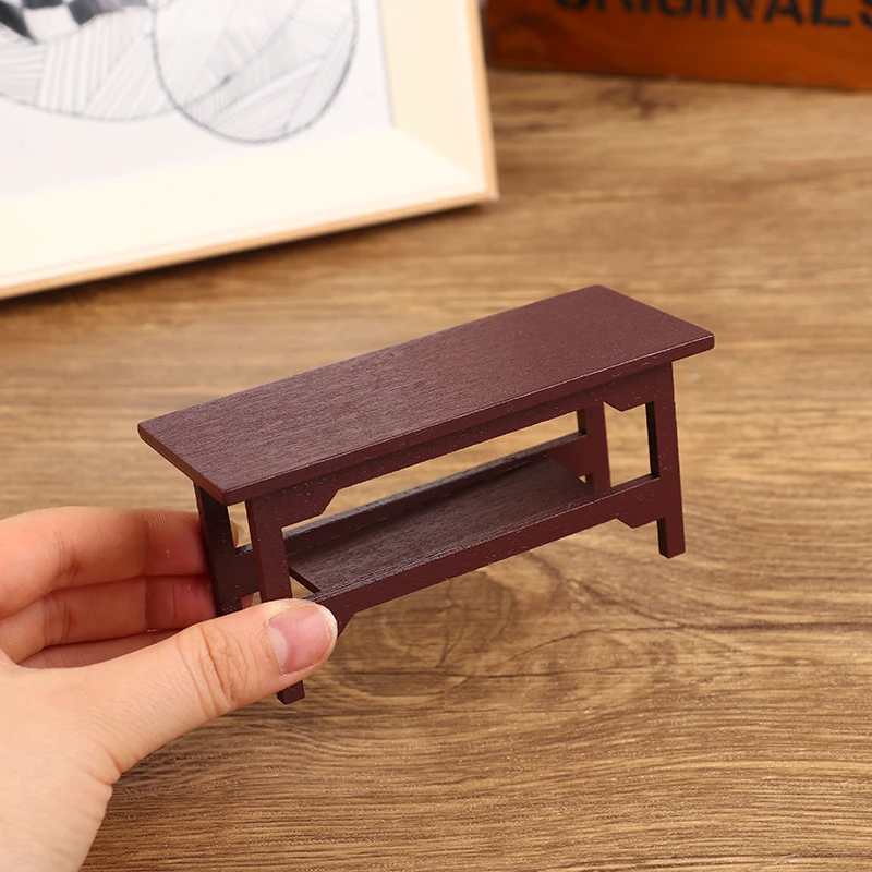 1Pc 1/12 Dollhouse Kitchen Room Furniture Dining Table Wood for Doll House Miniature Layout aprtat bamboo dining bench indoor storage bench wood kitchen